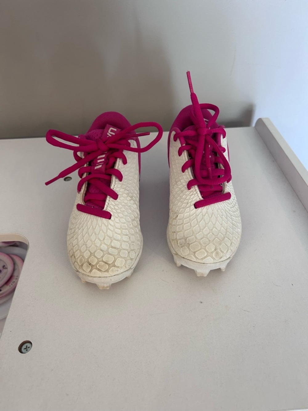 Under Armour White and Hot Pink Kids' Athletic Shoes